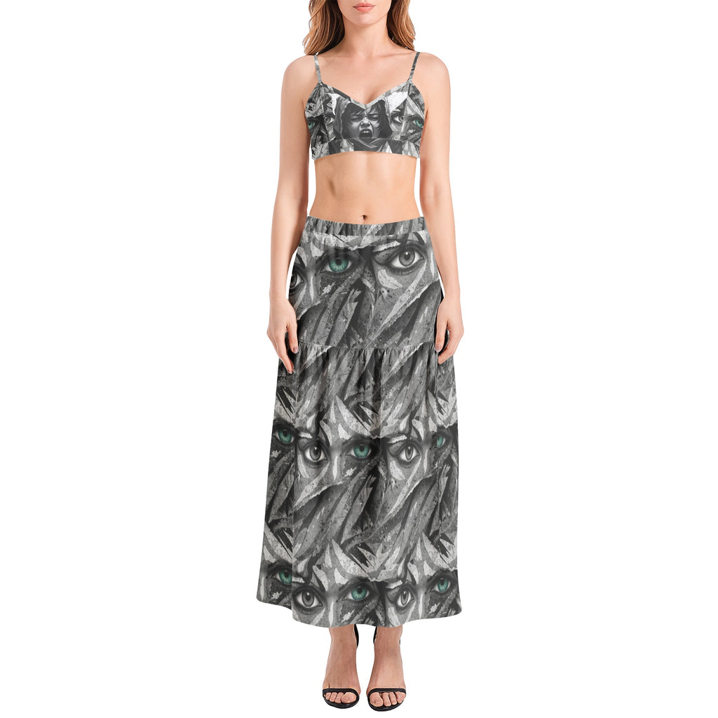 Bralette Top and High Slit Thigh Skirt Set